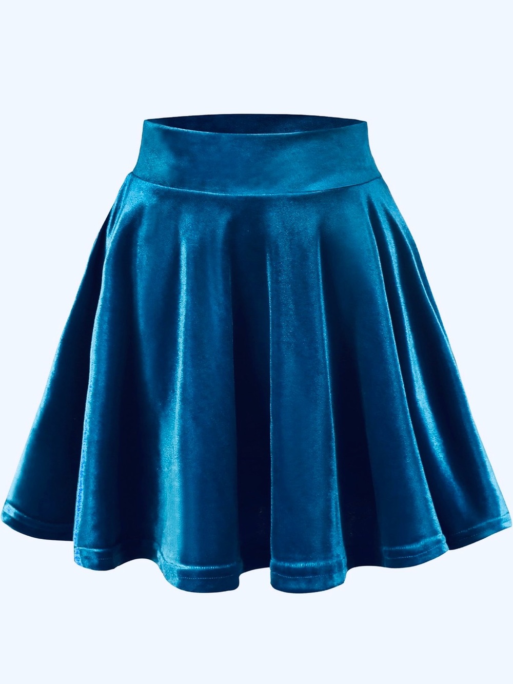 🆕 Jewel Toned Blue Y2K Crushed Velvet Mini Skater Skirt Stretchy Pleated - L